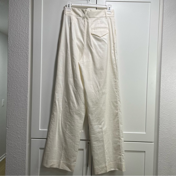 Banana Republic High Rise Linen Blend Wide Leg Trousers White Ecru - Picture 9 of 13